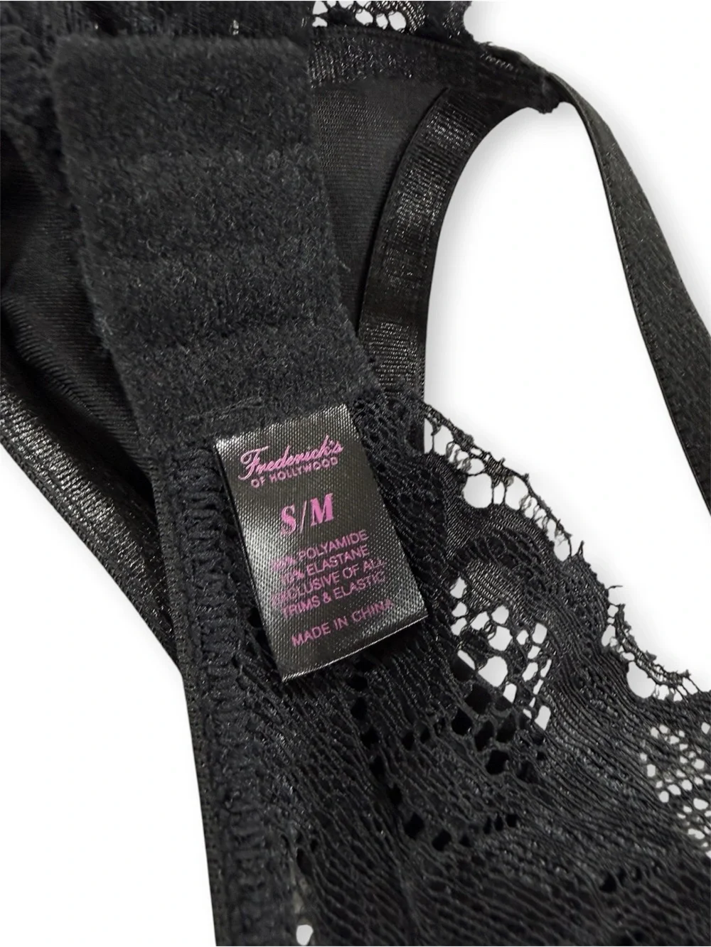 NWT Fredericks of Hollywood Black Lace Garter Belt with Satin Trim - Size S/M - Picture 5 of 5